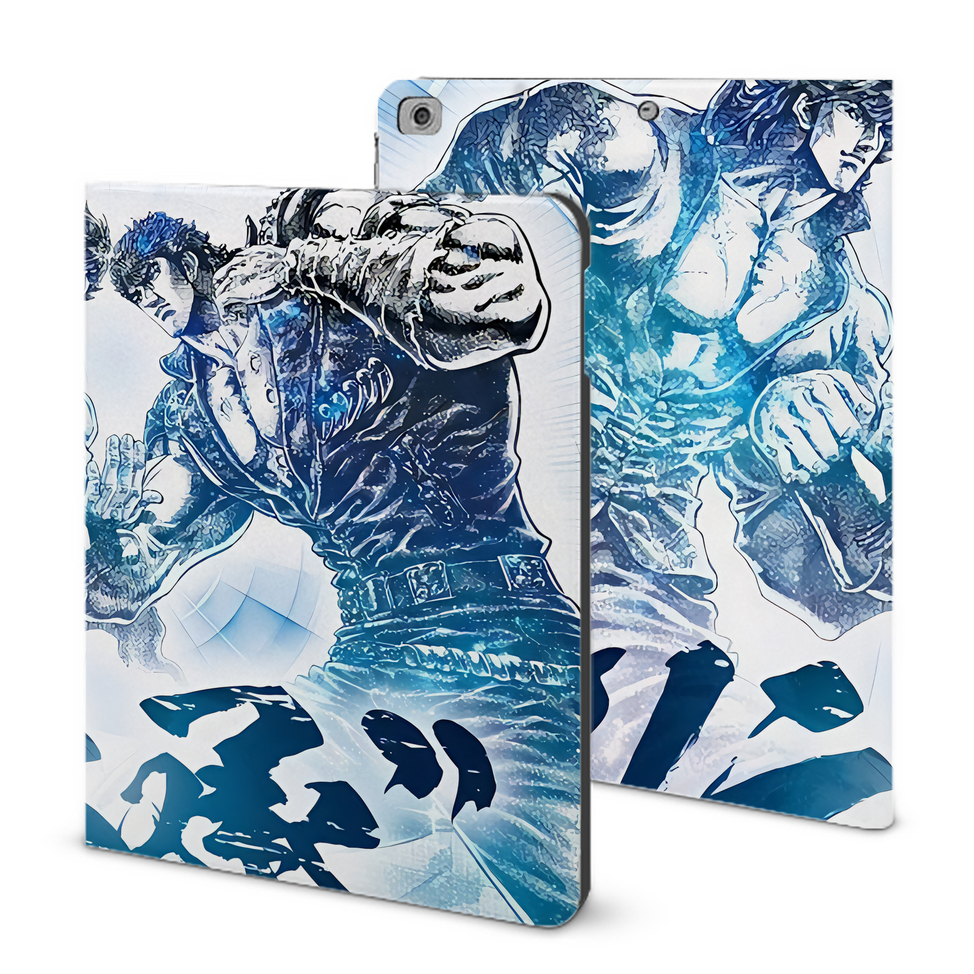 （画像用） 北斗の拳 Fist of the North Star IPad ケース ブック型 PUレザー TPU 耐衝撃 軽量 薄型 ペン収納なし 全面保護 IPad 各モデル対応